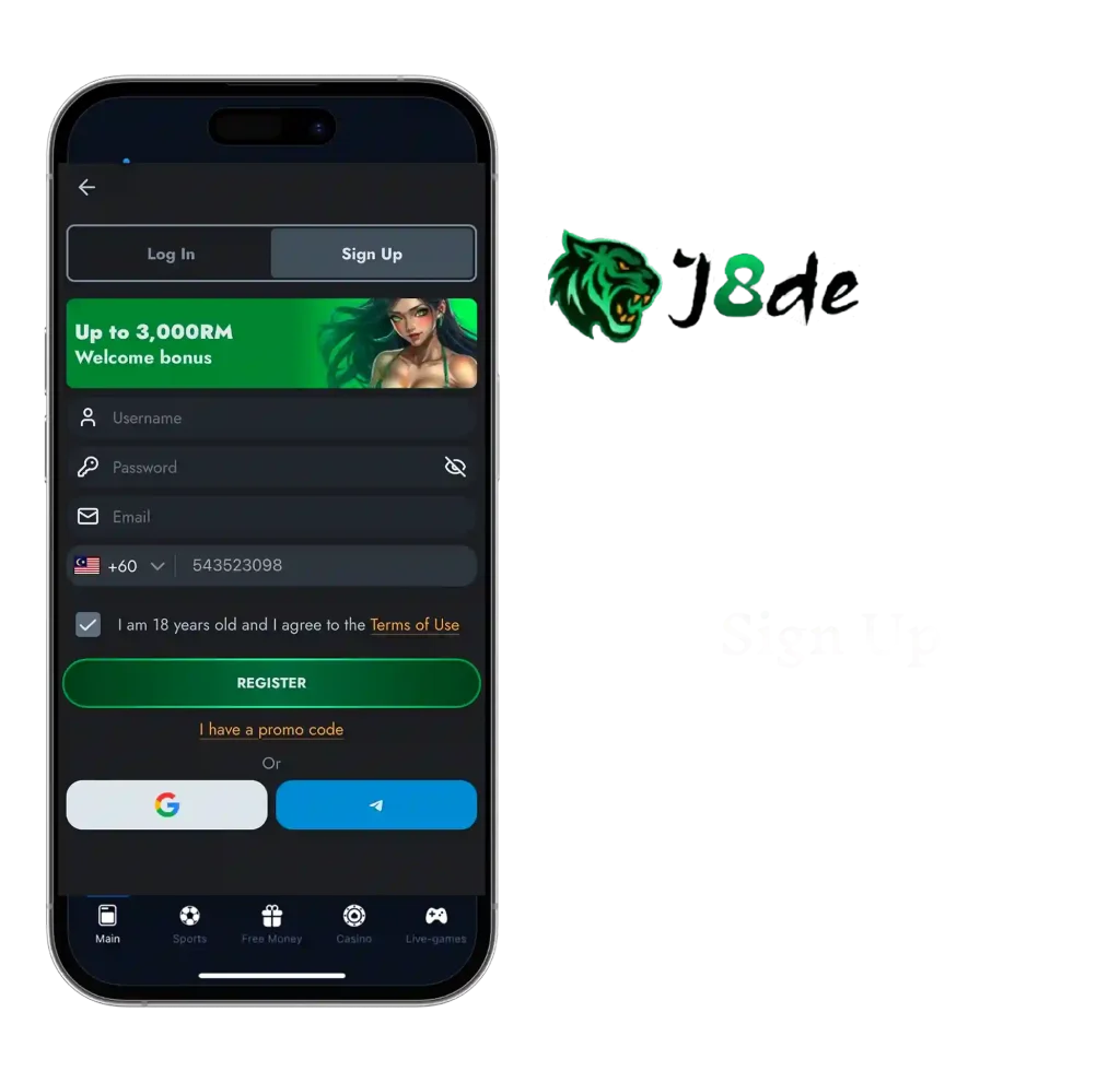 j8de sign up